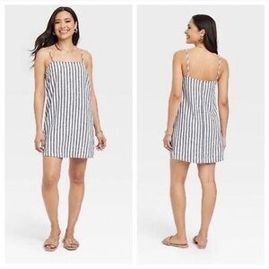 A‎ New Day Target Brand Linen Striped Mink Dress XL